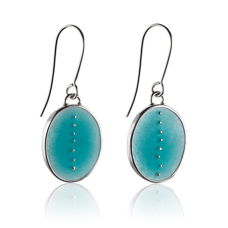 RESONATE earrings in silver and blue enamel