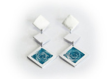 WHIRLPOOL earrings in silver and aqua blue enamel