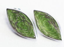WHIRLPOOL stud earrings in silver and green enamel