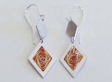 WHIRLPOOL earrings in silver and orange vitreous enamel