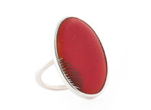 I WANT TO BE A BUTTERFLY, ring in silver and red enamel
