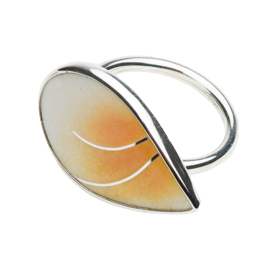 RESONATE, ring in silver and orange enamel