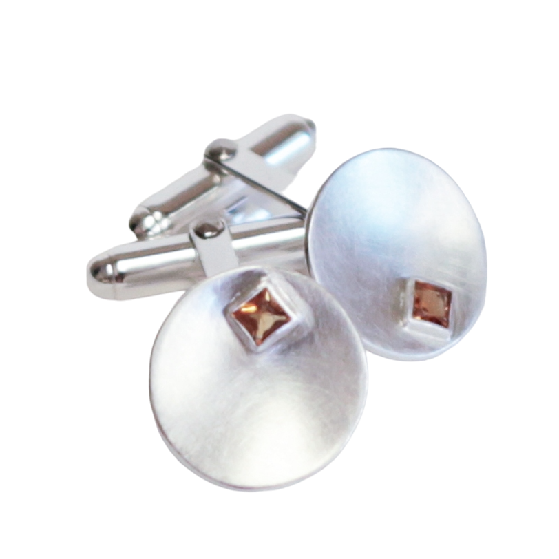 TILT cuff links in sterling silver and citrine