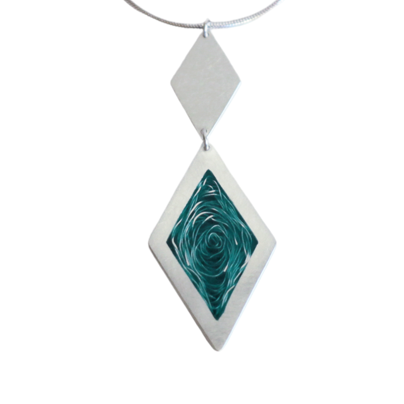 WHIRLPOOL pendant in silver and green enamel