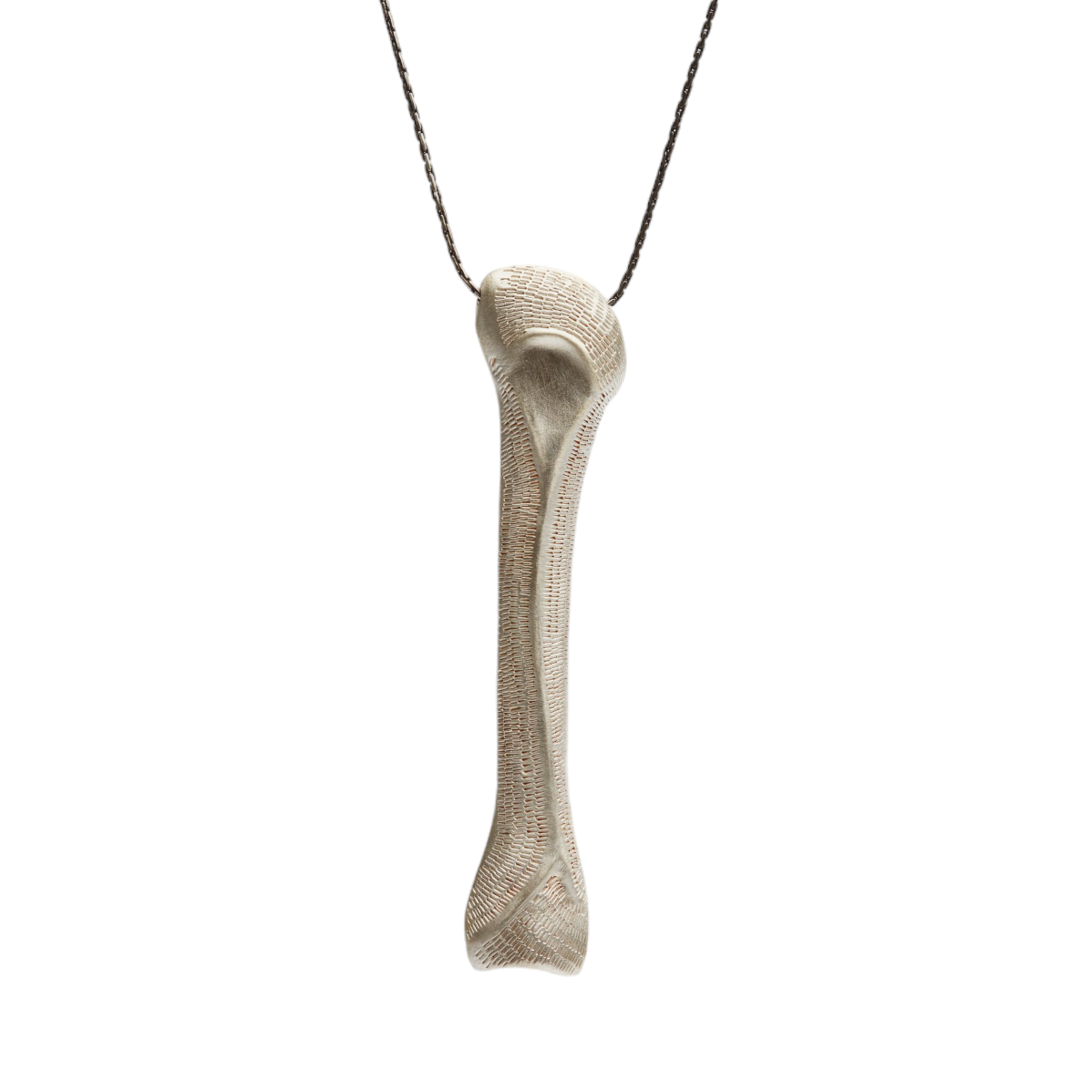 BONE STUDY: RIGHT METACARPAL 2, pendant in sterling silver